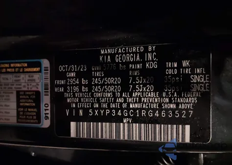 2024 Kia Telluride Ex from USA, damaged, VIN 5XYP34GC1RG463527